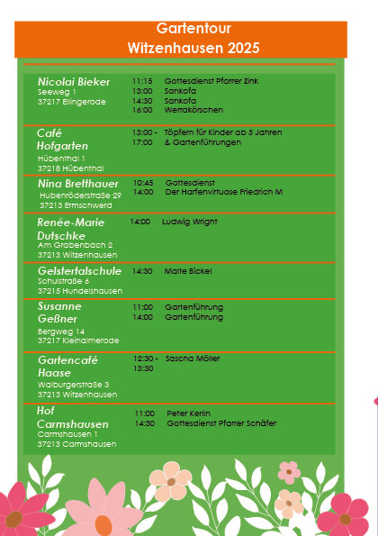 Programm übersicht Programm übersicht
